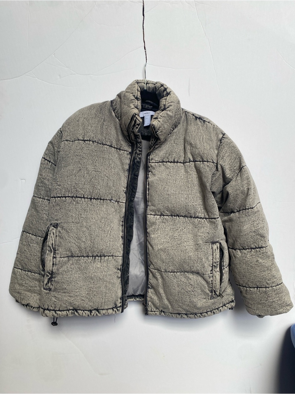 Forever 21 Women's Heather Gray Quilted Puffer Jacket